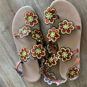 Floral Embroidered Sandals